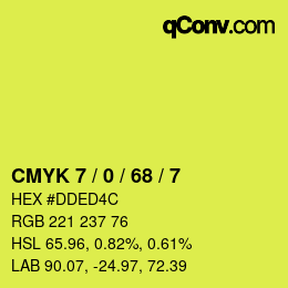 Color code: CMYK 7 / 0 / 68 / 7 | qconv.com