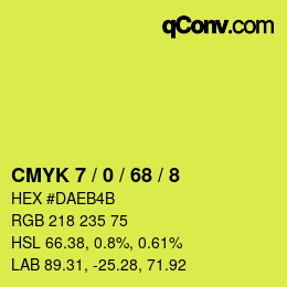 Color code: CMYK 7 / 0 / 68 / 8 | qconv.com