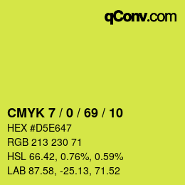 颜色代码: CMYK 7 / 0 / 69 / 10 | qconv.com
