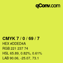 カラーコード: CMYK 7 / 0 / 69 / 7 | qconv.com