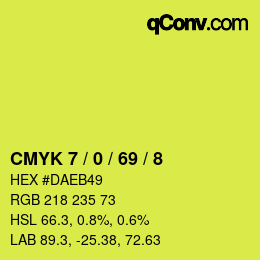 颜色代码: CMYK 7 / 0 / 69 / 8 | qconv.com