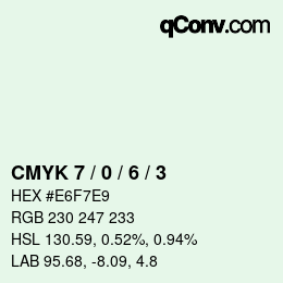 Farbcode: CMYK 7 / 0 / 6 / 3 | qconv.com