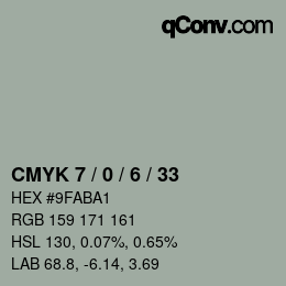 カラーコード: CMYK 7 / 0 / 6 / 33 | qconv.com