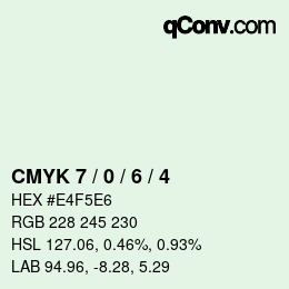 颜色代码: CMYK 7 / 0 / 6 / 4 | qconv.com
