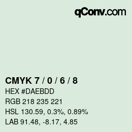 カラーコード: CMYK 7 / 0 / 6 / 8 | qconv.com