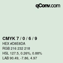 カラーコード: CMYK 7 / 0 / 6 / 9 | qconv.com