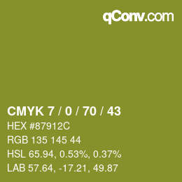 Color code: CMYK 7 / 0 / 70 / 43 | qconv.com