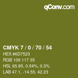 カラーコード: CMYK 7 / 0 / 70 / 54 | qconv.com
