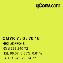 Color code: CMYK 7 / 0 / 70 / 6 | qconv.com