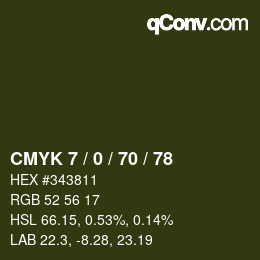 カラーコード: CMYK 7 / 0 / 70 / 78 | qconv.com