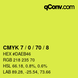 カラーコード: CMYK 7 / 0 / 70 / 8 | qconv.com
