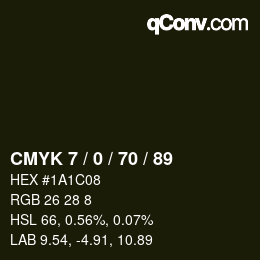 カラーコード: CMYK 7 / 0 / 70 / 89 | qconv.com