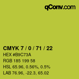 カラーコード: CMYK 7 / 0 / 71 / 22 | qconv.com
