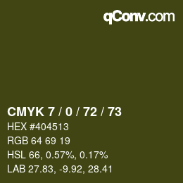 カラーコード: CMYK 7 / 0 / 72 / 73 | qconv.com