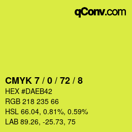 カラーコード: CMYK 7 / 0 / 72 / 8 | qconv.com