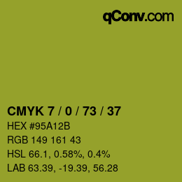 カラーコード: CMYK 7 / 0 / 73 / 37 | qconv.com