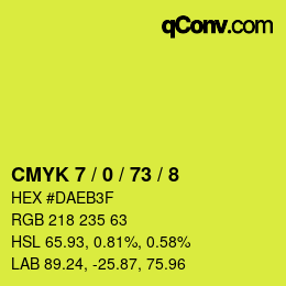 カラーコード: CMYK 7 / 0 / 73 / 8 | qconv.com