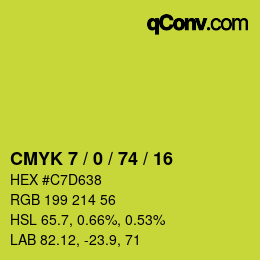 カラーコード: CMYK 7 / 0 / 74 / 16 | qconv.com