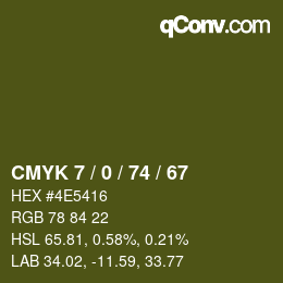 カラーコード: CMYK 7 / 0 / 74 / 67 | qconv.com