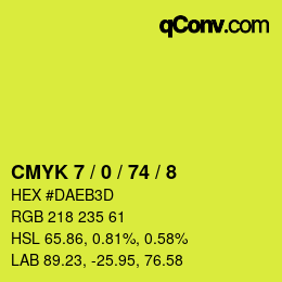 颜色代码: CMYK 7 / 0 / 74 / 8 | qconv.com