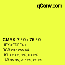 颜色代码: CMYK 7 / 0 / 75 / 0 | qconv.com