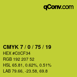 Color code: CMYK 7 / 0 / 75 / 19 | qconv.com