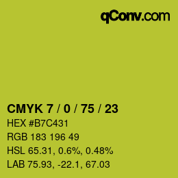 カラーコード: CMYK 7 / 0 / 75 / 23 | qconv.com
