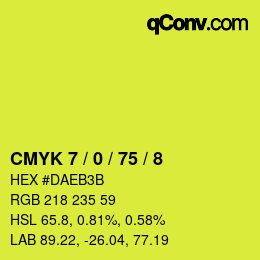 カラーコード: CMYK 7 / 0 / 75 / 8 | qconv.com