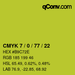 カラーコード: CMYK 7 / 0 / 77 / 22 | qconv.com