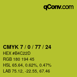 颜色代码: CMYK 7 / 0 / 77 / 24 | qconv.com