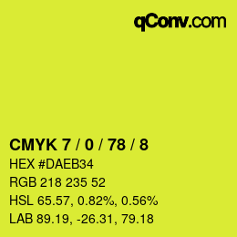 Color code: CMYK 7 / 0 / 78 / 8 | qconv.com