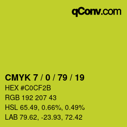 Color code: CMYK 7 / 0 / 79 / 19 | qconv.com