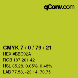 カラーコード: CMYK 7 / 0 / 79 / 21 | qconv.com