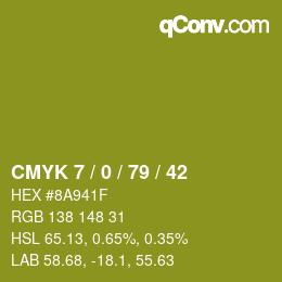 Color code: CMYK 7 / 0 / 79 / 42 | qconv.com