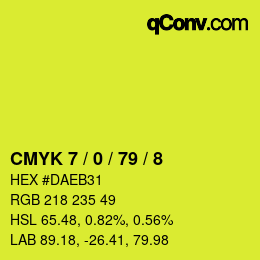 Color code: CMYK 7 / 0 / 79 / 8 | qconv.com