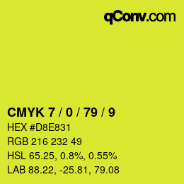 カラーコード: CMYK 7 / 0 / 79 / 9 | qconv.com