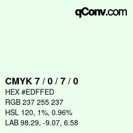 カラーコード: CMYK 7 / 0 / 7 / 0 | qconv.com