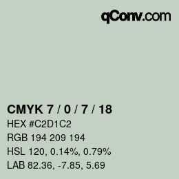 カラーコード: CMYK 7 / 0 / 7 / 18 | qconv.com