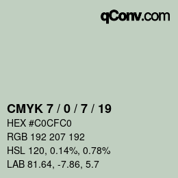 Color code: CMYK 7 / 0 / 7 / 19 | qconv.com