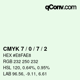 颜色代码: CMYK 7 / 0 / 7 / 2 | qconv.com