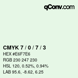 颜色代码: CMYK 7 / 0 / 7 / 3 | qconv.com