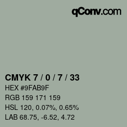 Color code: CMYK 7 / 0 / 7 / 33 | qconv.com