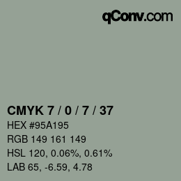 カラーコード: CMYK 7 / 0 / 7 / 37 | qconv.com