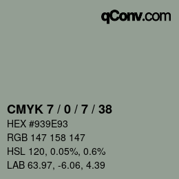 Color code: CMYK 7 / 0 / 7 / 38 | qconv.com