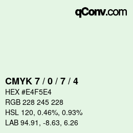 カラーコード: CMYK 7 / 0 / 7 / 4 | qconv.com