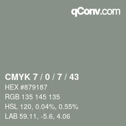 Color code: CMYK 7 / 0 / 7 / 43 | qconv.com