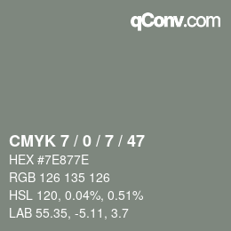 Color code: CMYK 7 / 0 / 7 / 47 | qconv.com