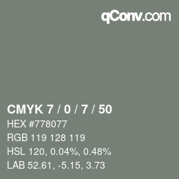 カラーコード: CMYK 7 / 0 / 7 / 50 | qconv.com