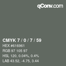 カラーコード: CMYK 7 / 0 / 7 / 59 | qconv.com