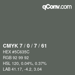 Color code: CMYK 7 / 0 / 7 / 61 | qconv.com